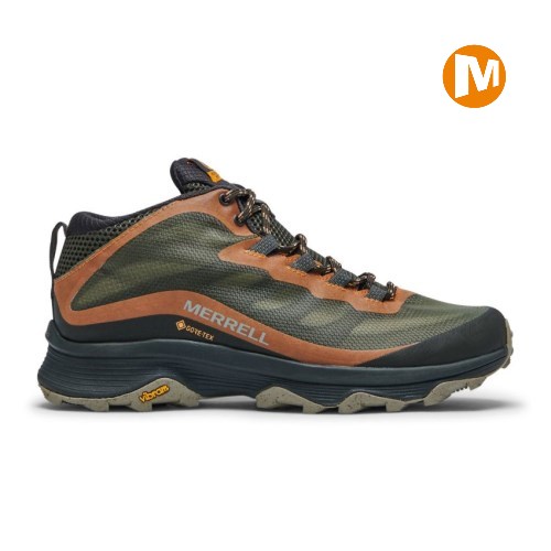 Pánské Trekové Boty Merrell Moab Speed Mid GORE-TEX Olivy Zelené/Oranžové (CZ. ANWYV)